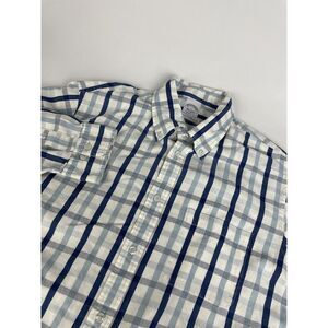 MENS BROOKS BROTHERS REGENT BLUE WHITE PLAID BUTTON DOWN SHIRT SIZE L‎ LARGE